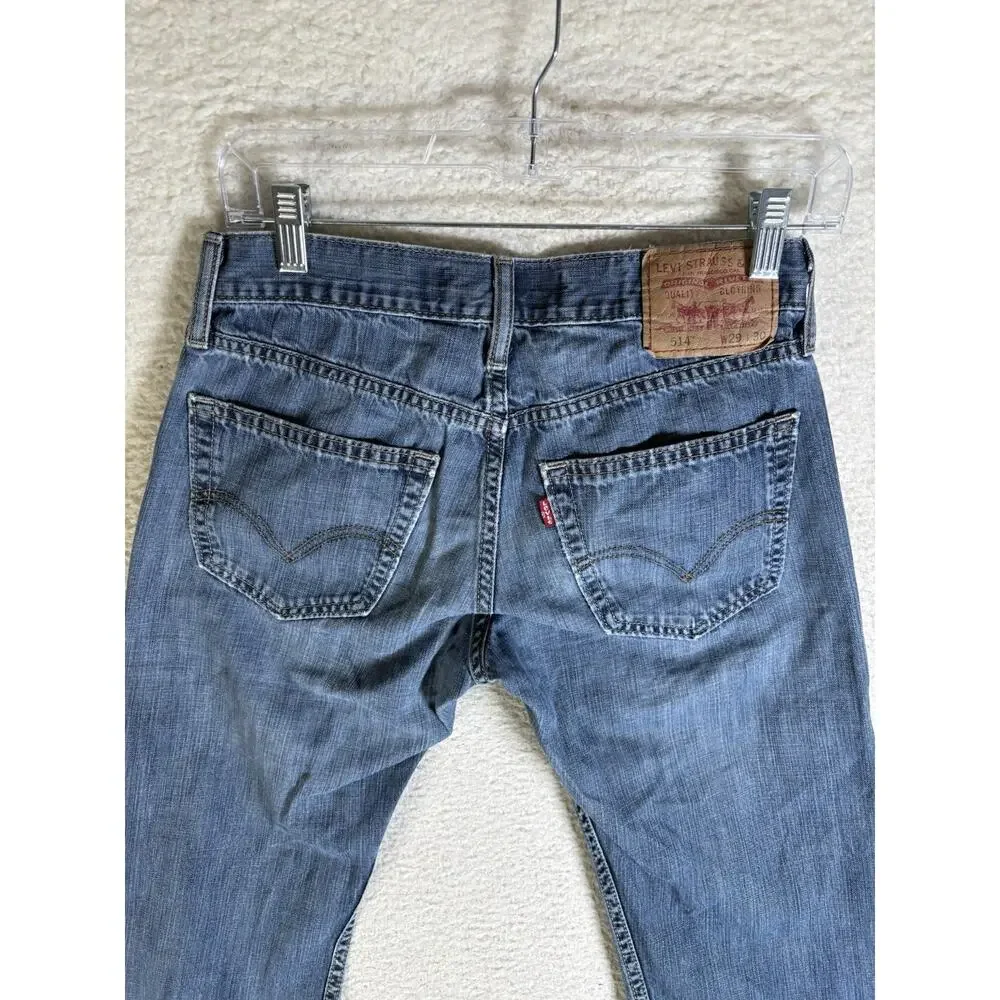 Vintage Levis 514 Jeans Mens 29x30 Denim Blue Slim Straight Cotton Faded Y2K